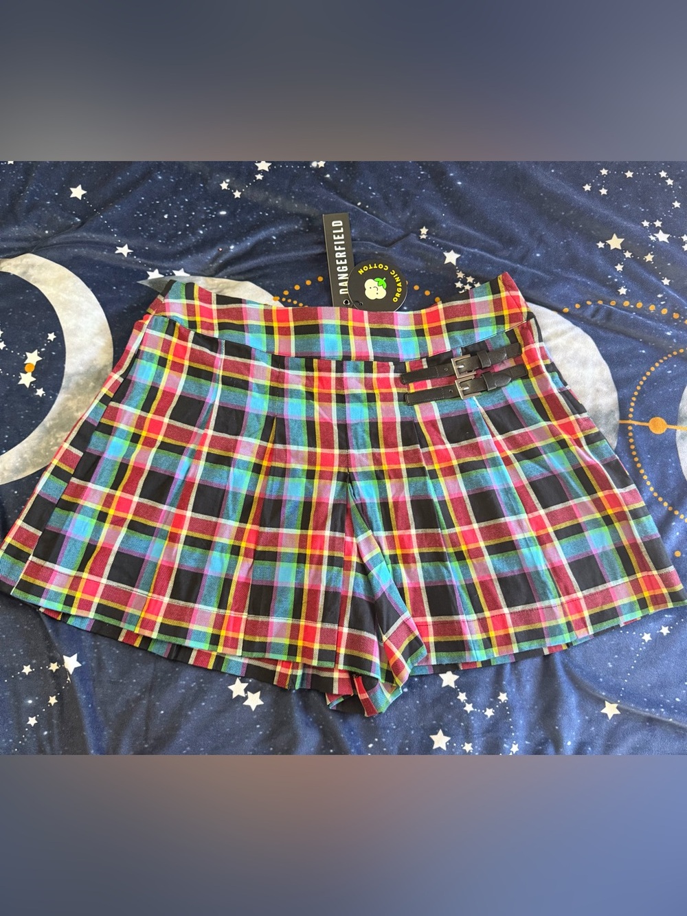 Dangerfield Rainbow Tartan Buckle Skort